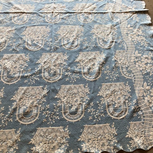 Vintage 1934 Bedspread Coverlet Scalloped Edges 8x6 ft Reversable - Picture 9 of 9